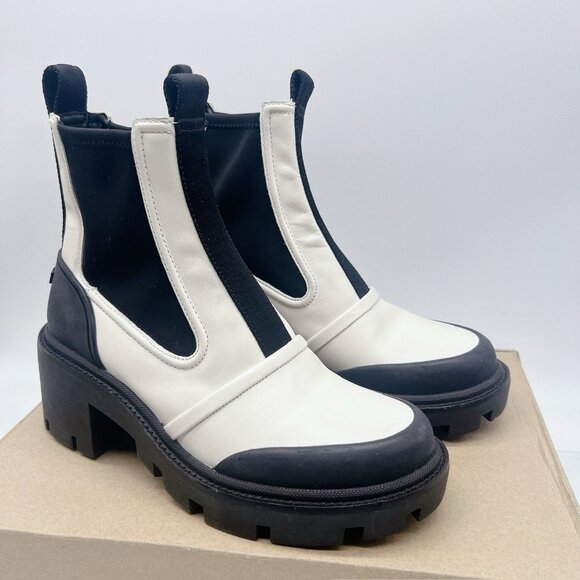 TORY BURCH CHELSEA LUG-SOLE Platform ANKLE BOOT White Leather US 7.5 $428 - Picture 2 of 13